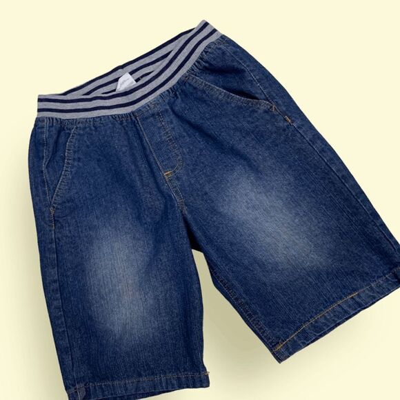 P.S. Girl's Size 12 Blue denim jogger Knit waist pull on 9" jean shorts - Picture 1 of 13